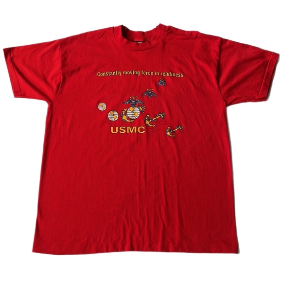 Vintage 90s United States Marine Core Single Stitch Fruit of Loom Tee - Picture 1 of 11